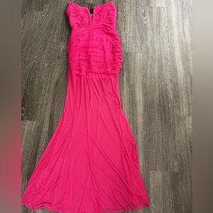 Michael Costello Strapless Pink Rhinestone Gown